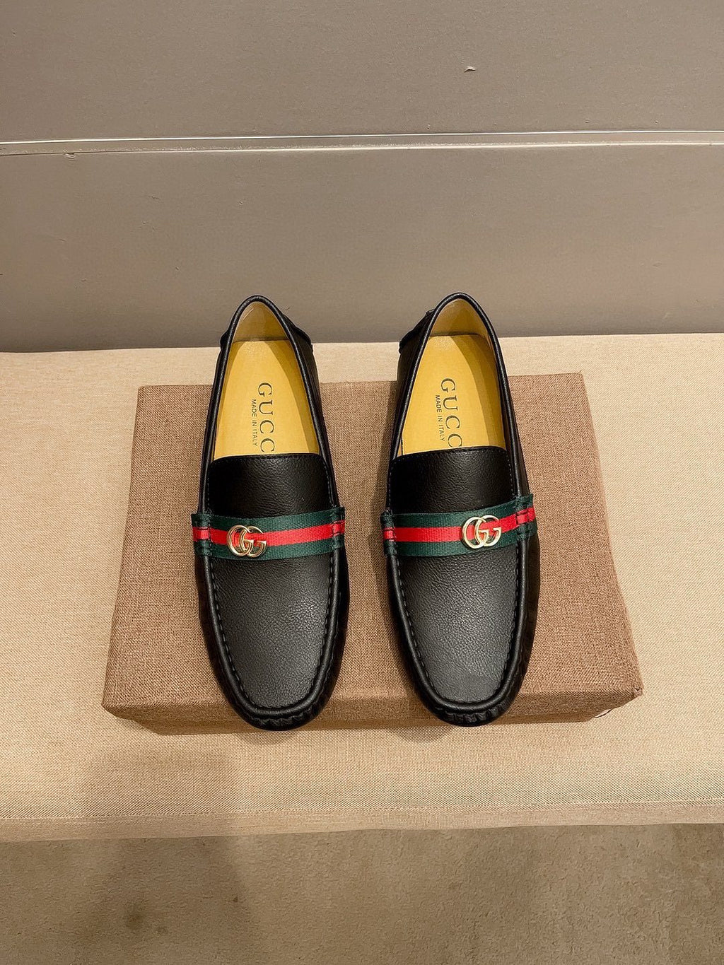 Gucci Black Stripe Driving Loafers — hero