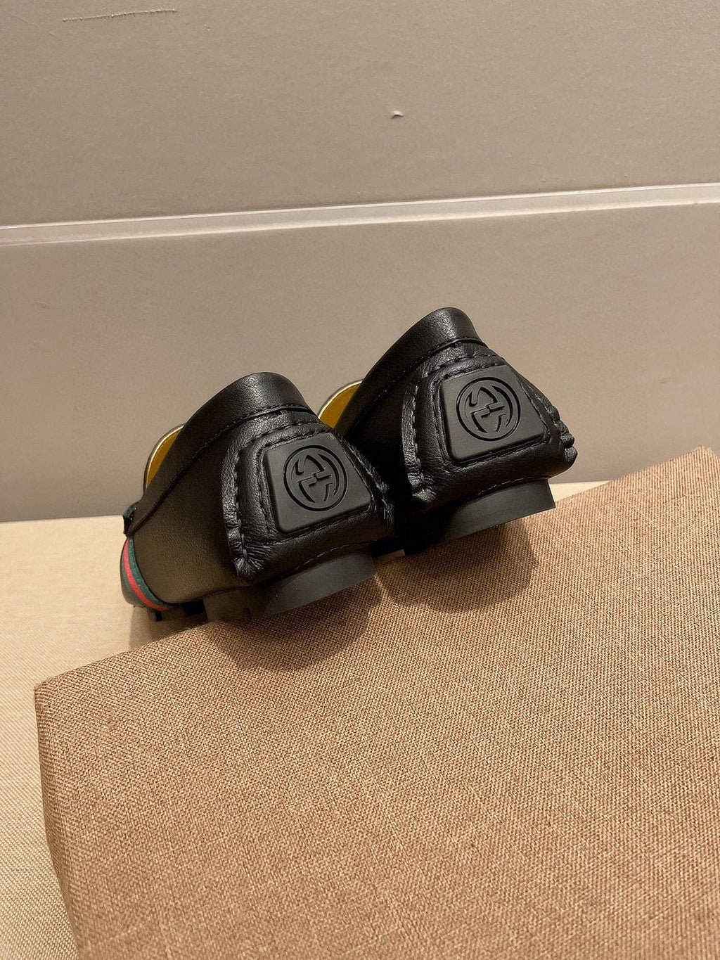 Gucci Black Stripe Driving Loafers — back