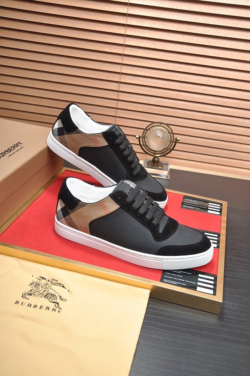 Burberry Check Heel Low-Top Sneakers — side