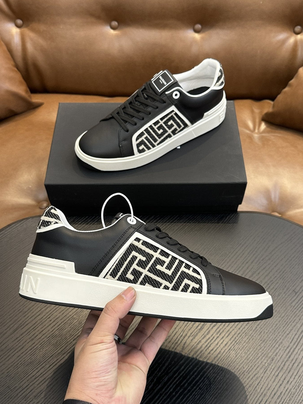 Balmain B-Skate Black and White Sneakers — front