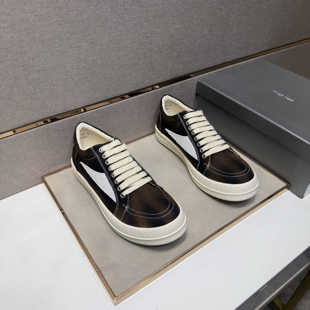 Dark Brown Panel Low-Top Sneakers — hero