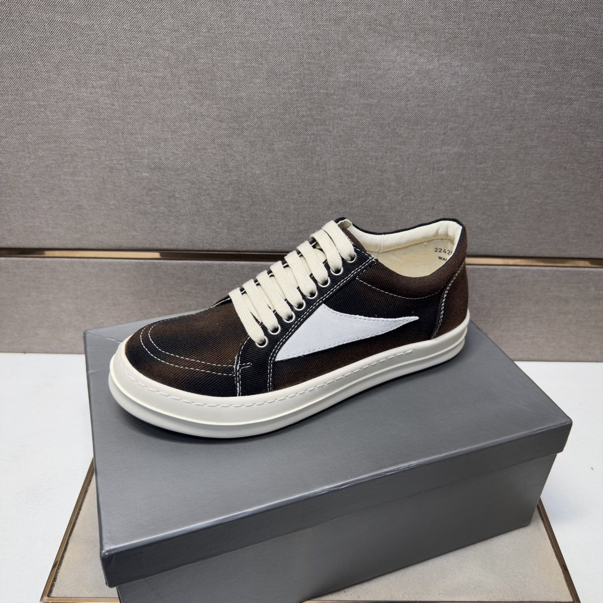 Dark Brown Panel Low-Top Sneakers — front