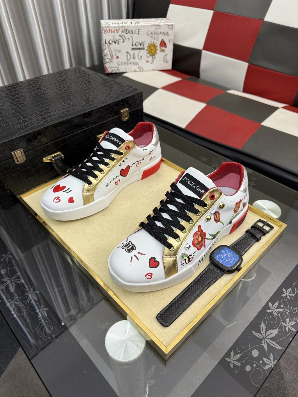 Dolce & Gabbana Floral Print Low-Top Sneakers — hero