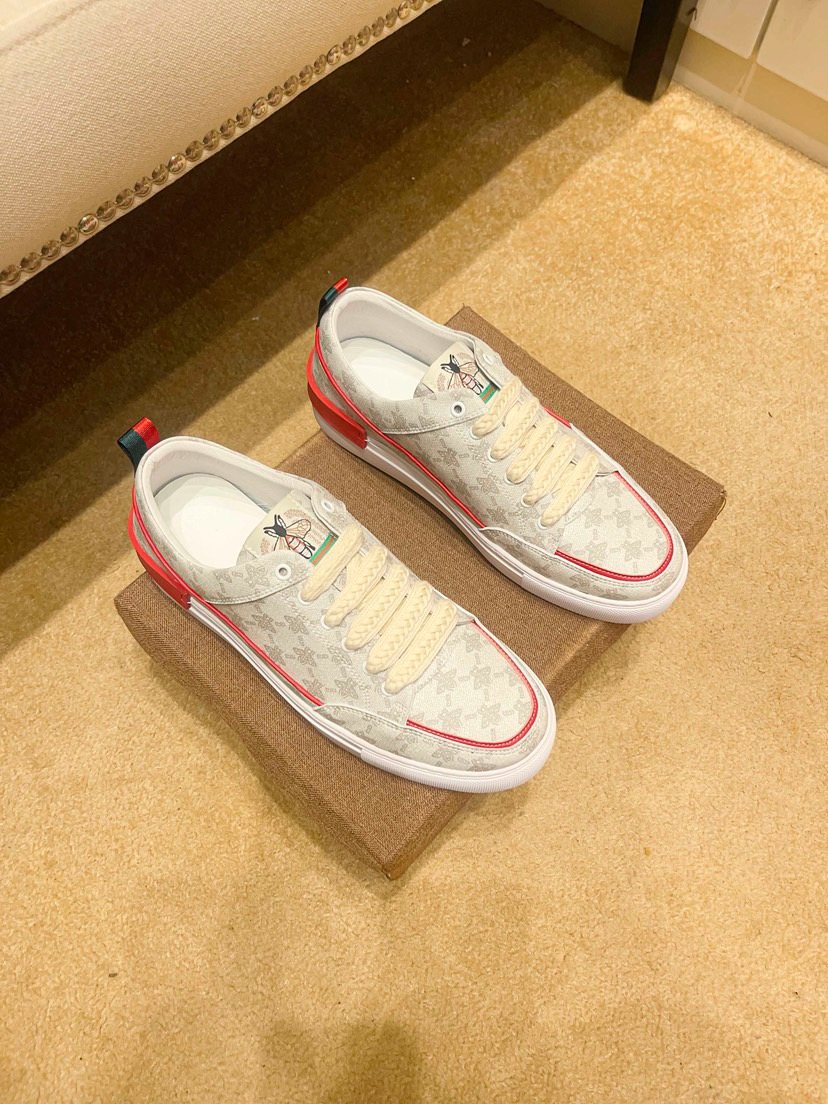 Cream Patterned Low-Top Sneakers — front