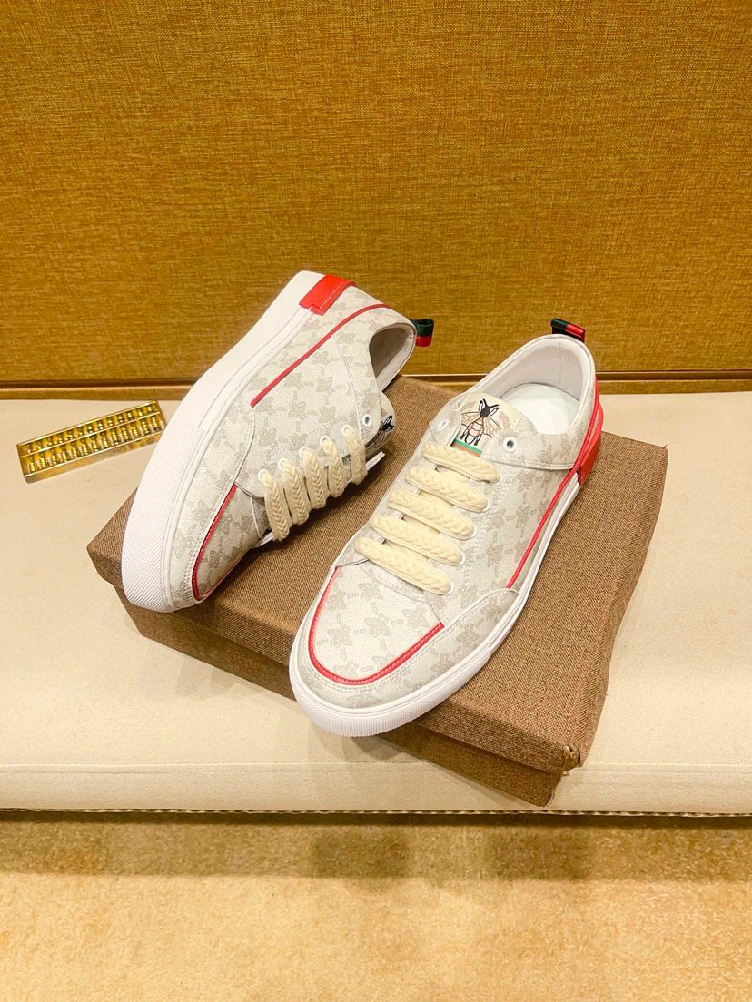 Cream Patterned Low-Top Sneakers — front