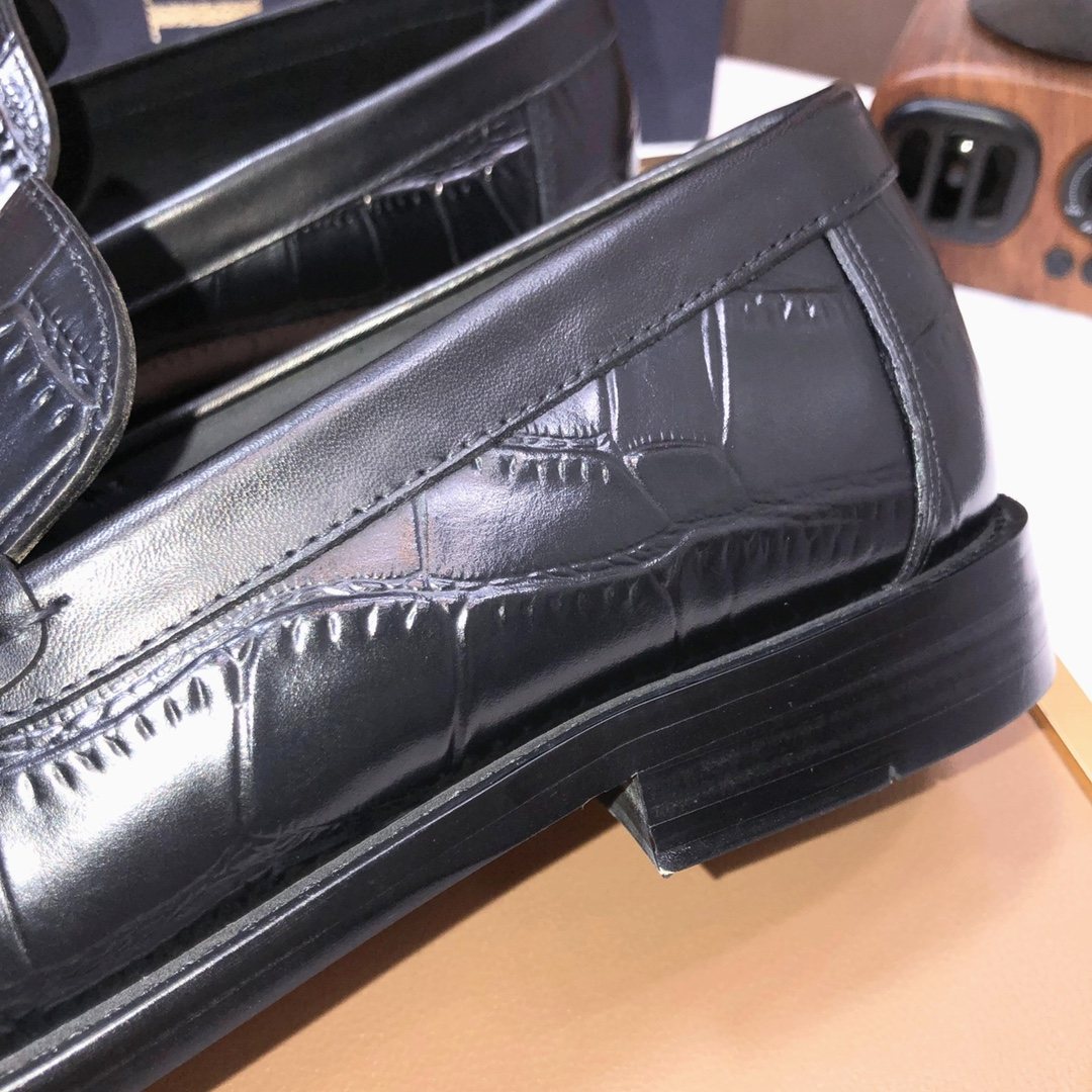 Dior Black Embossed Loafers — detail