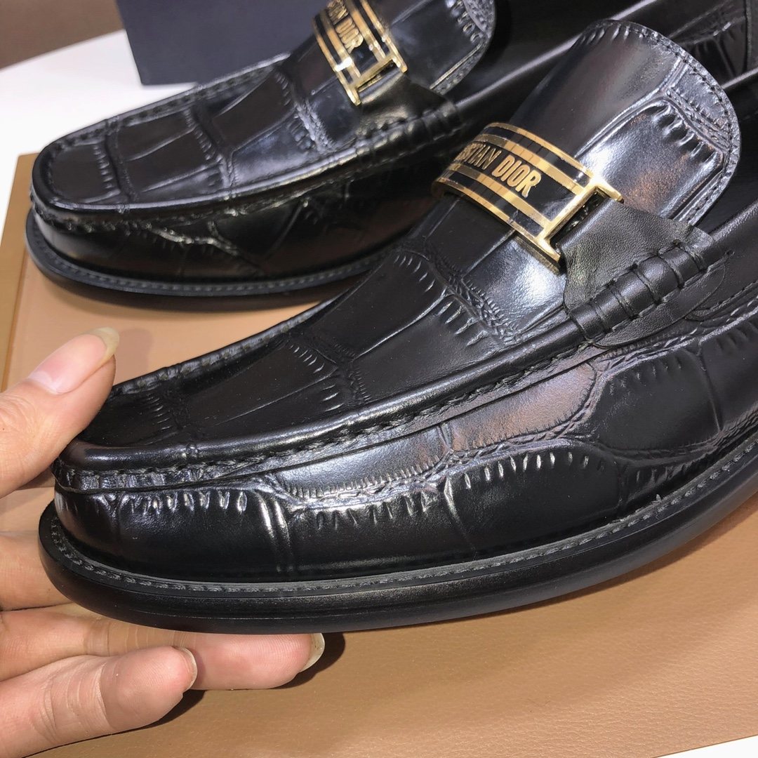 Dior Black Embossed Loafers — detail