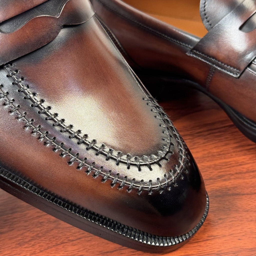 Berluti Burnished Penny Loafers — detail