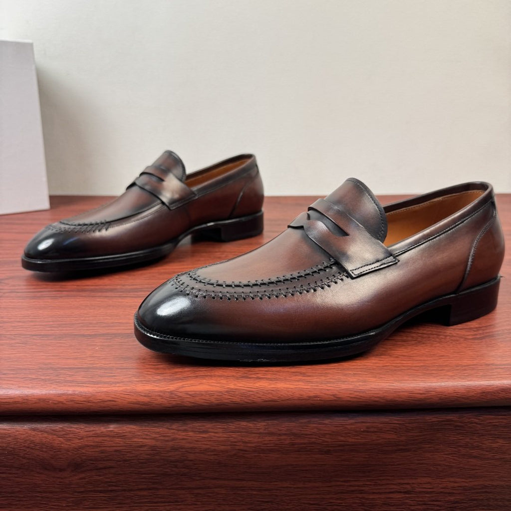 Berluti Burnished Penny Loafers — side
