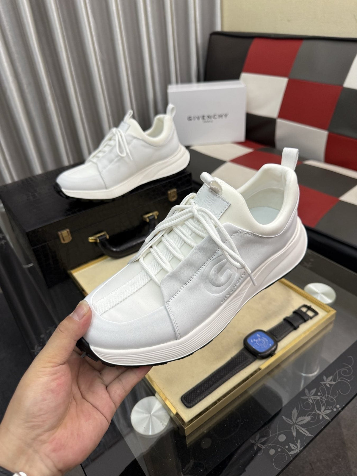 GIVENCHY Low-Top Logo Strap Sneakers — front