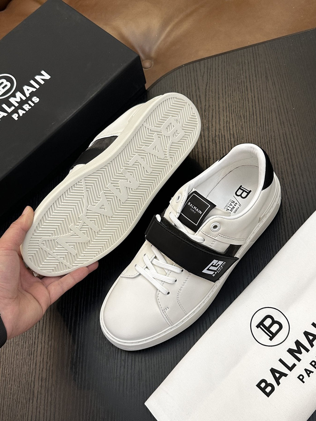 Balmain B-Skate Strap Sneakers — detail