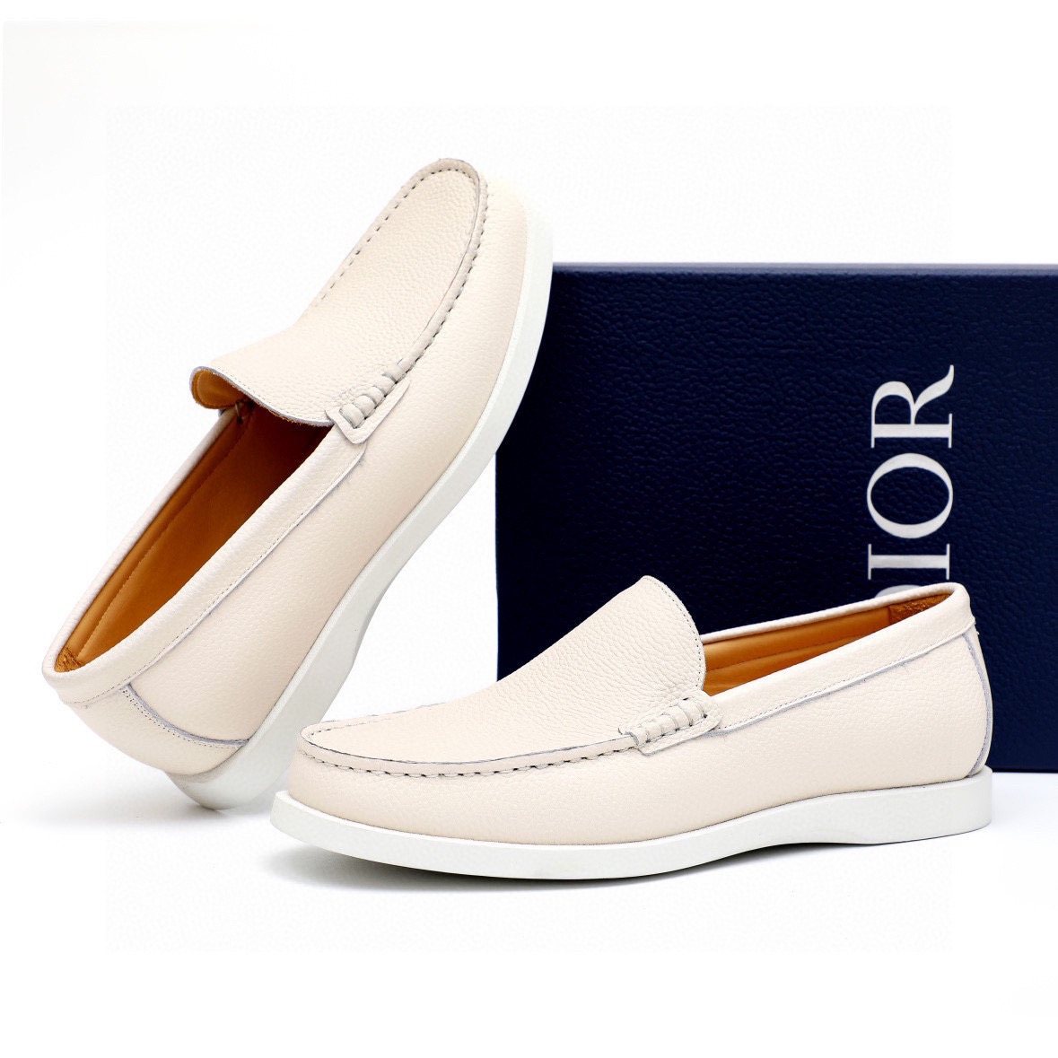 Dior Pebble-Grain Slip-On Shoes — front