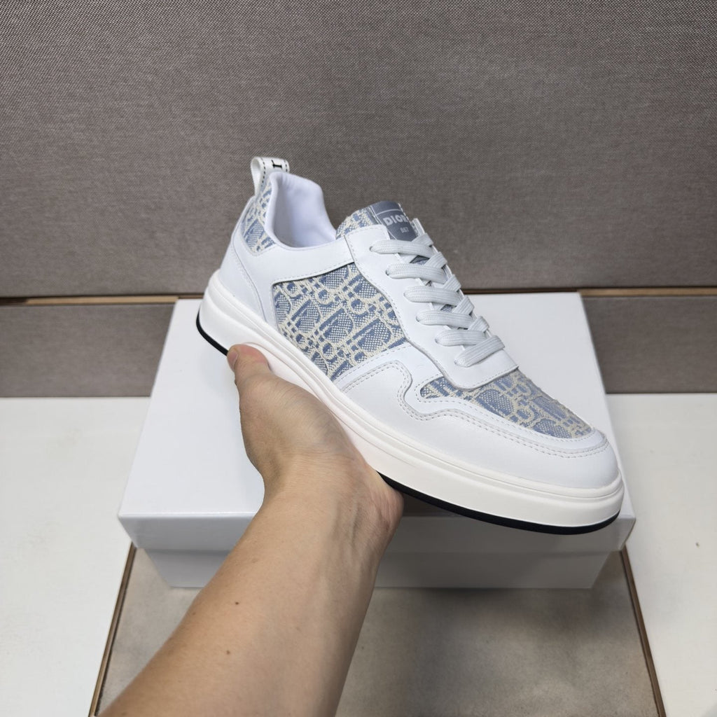 Dior Men's Patterned Panel Low-Top Sneakers — model