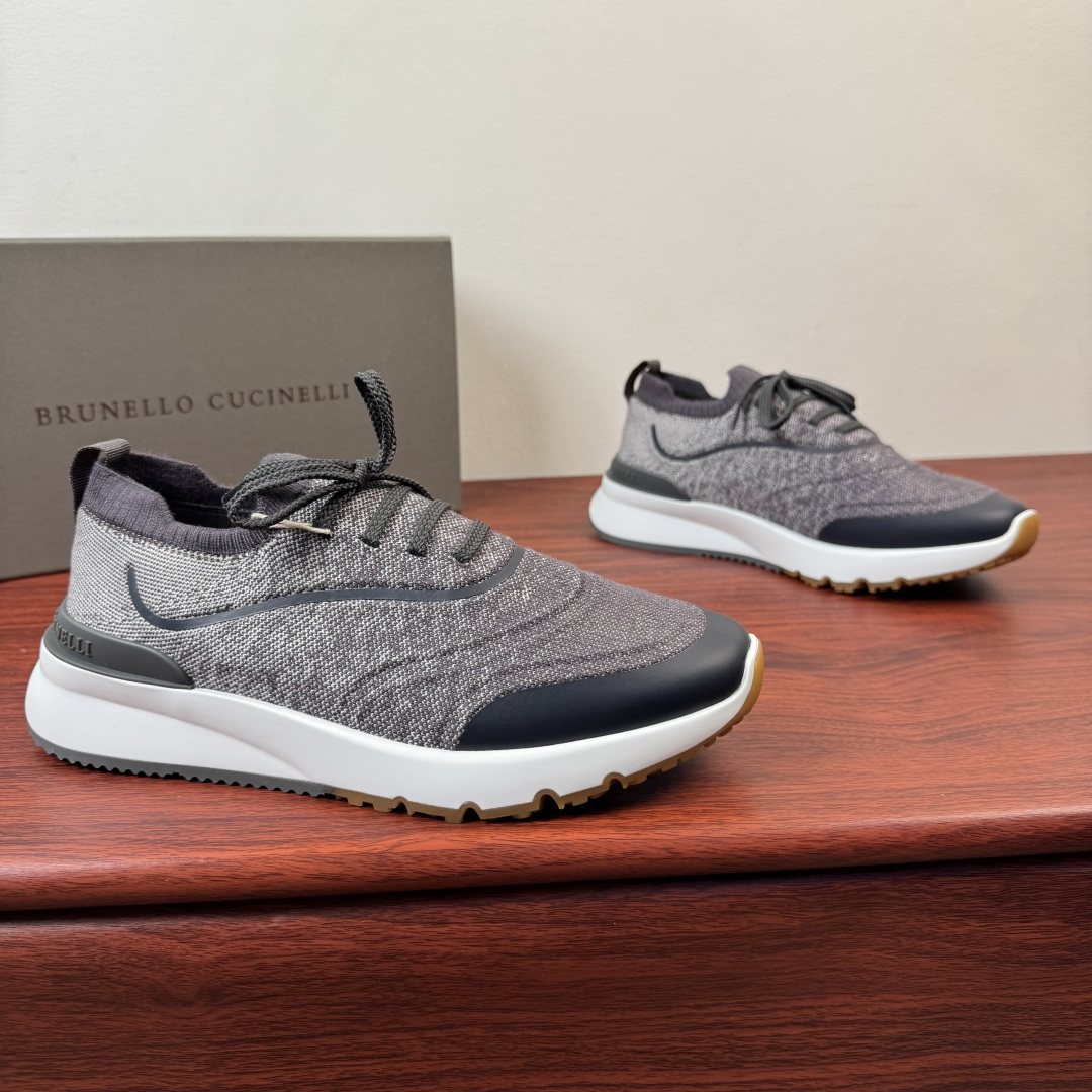 Brunello Cucinelli Light Green Knit Sneakers — front