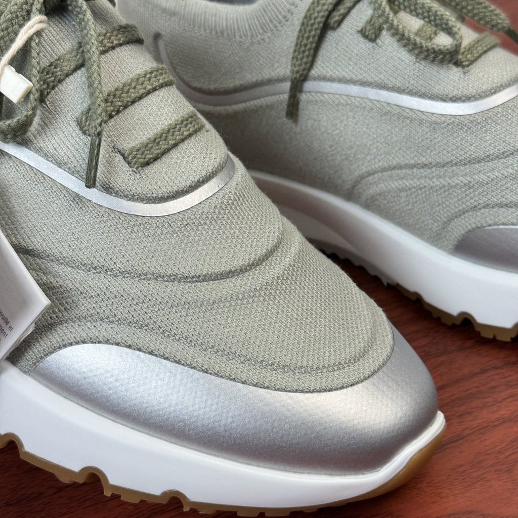 Brunello Cucinelli Light Green Knit Sneakers — detail
