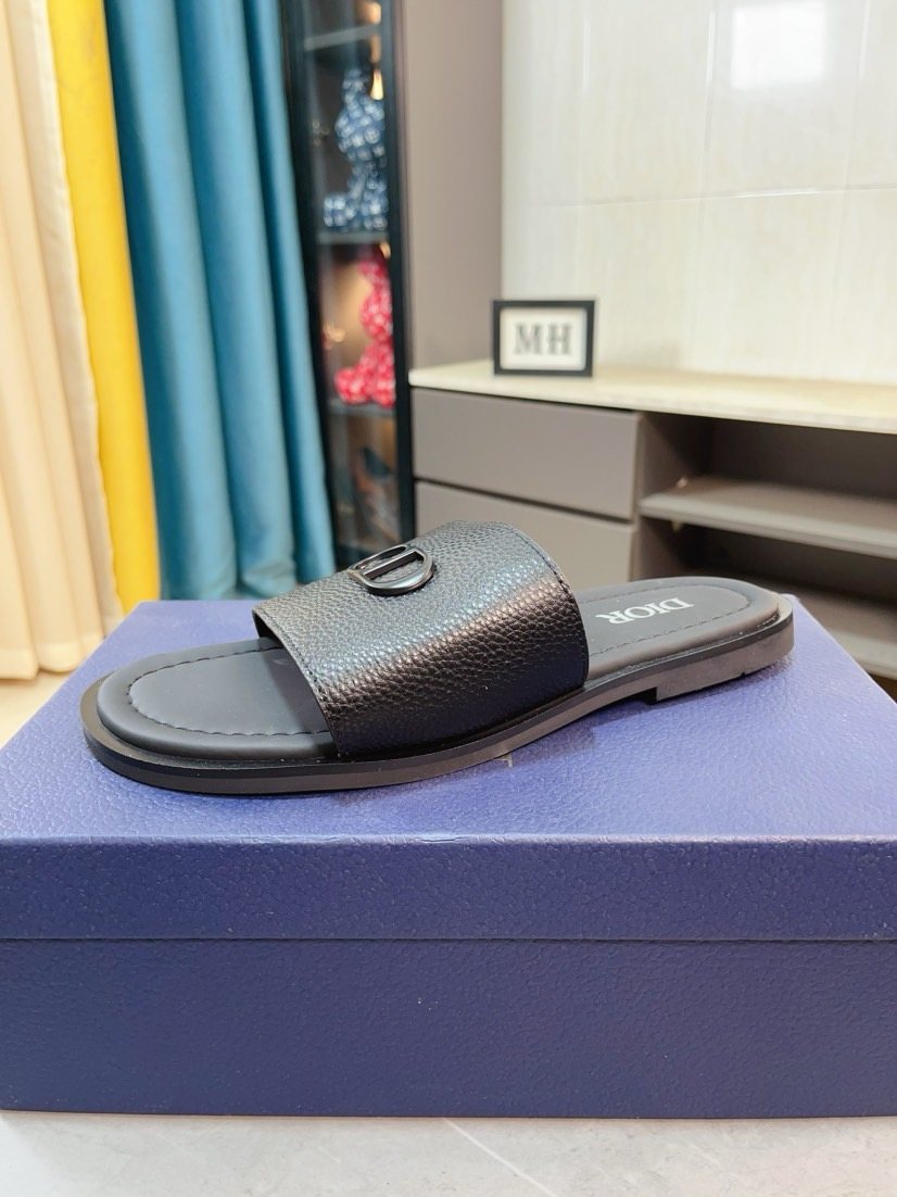 Dior Textured Buckle Slide Sandals — hero