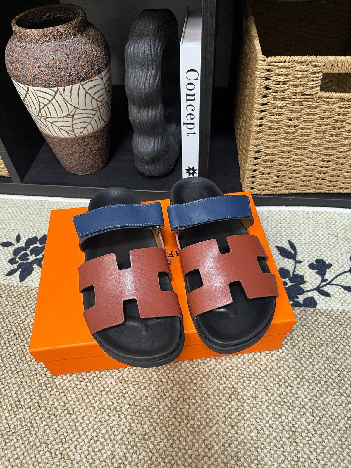 Hermes Kazimir Cutout Slide Sandals — front