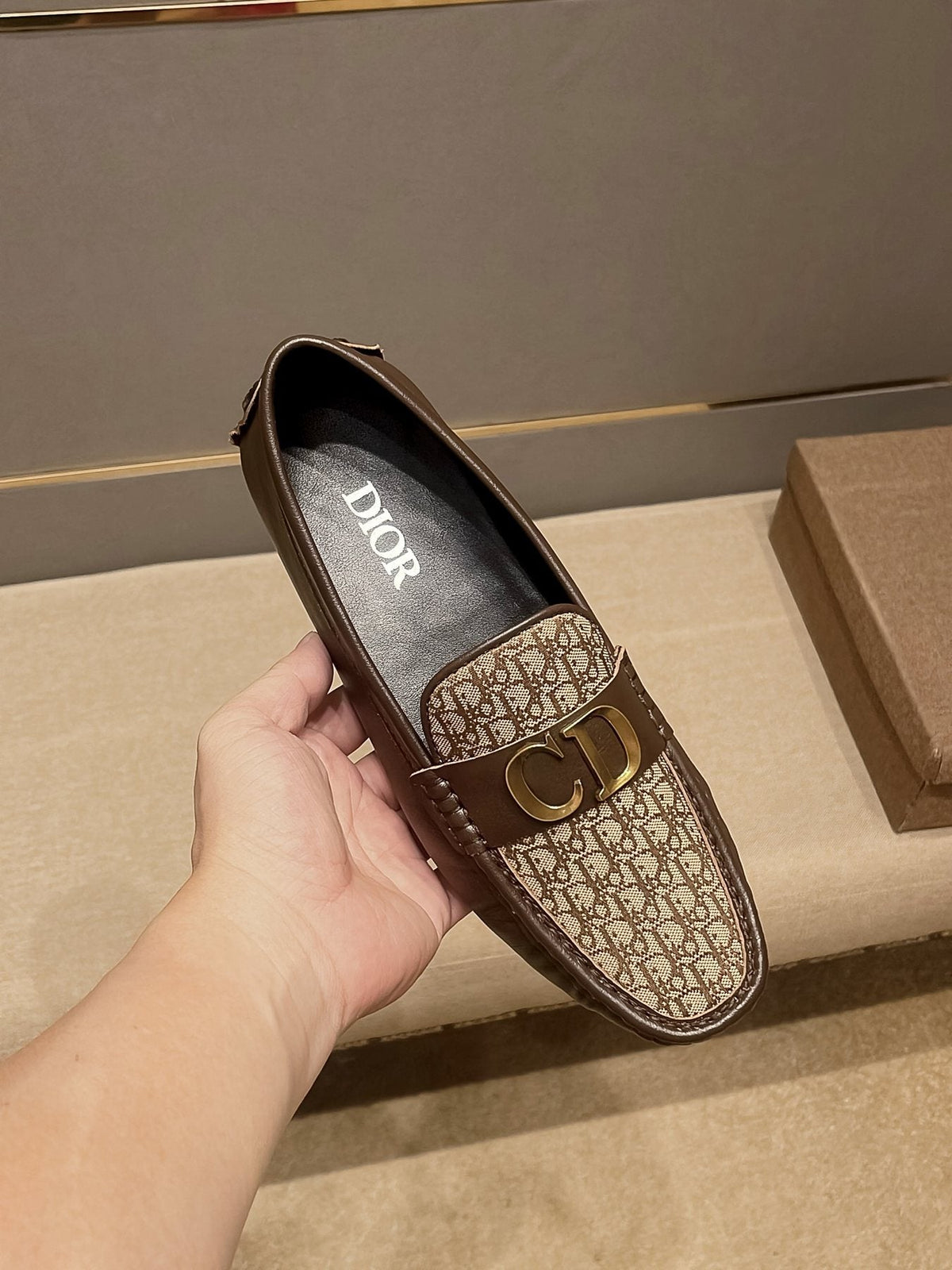 Dior Patterned Vamp Buckle Loafers — front