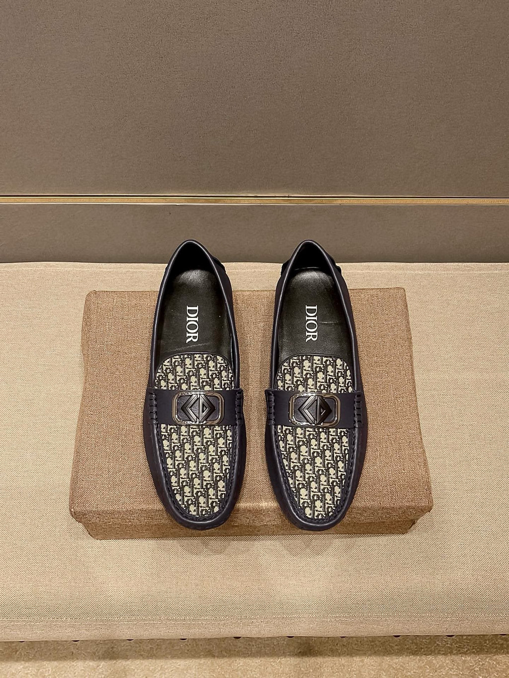 Dior Patterned Vamp Buckle Loafers — hero