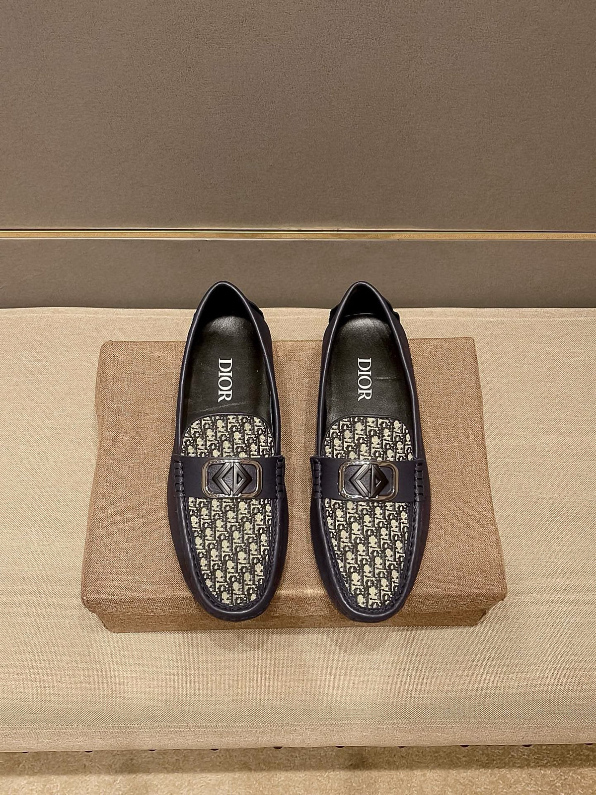 Dior Patterned Vamp Buckle Loafers — hero