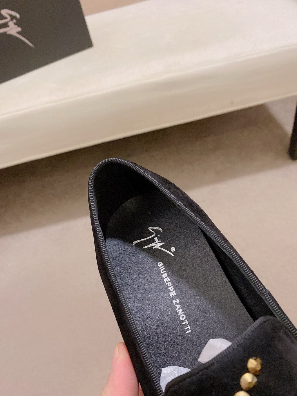 Giuseppe Zanotti Rhinestone Loafers — label