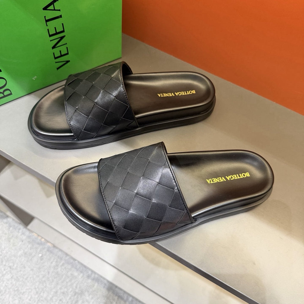 Bottega Veneta Woven Strap Slide Sandals — front
