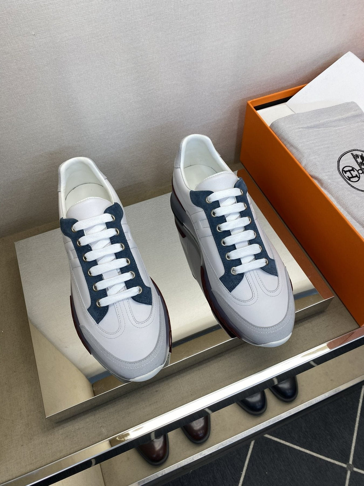 Hermès Men's Low-Top Panel Sneakers — front