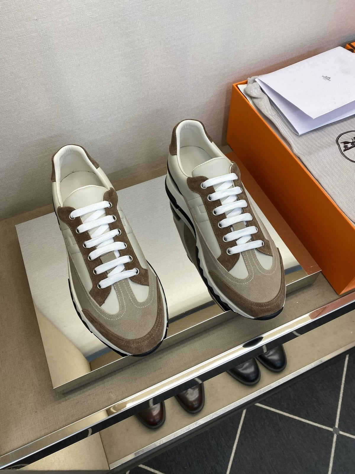 Hermès Men's Low-Top Panel Sneakers — front