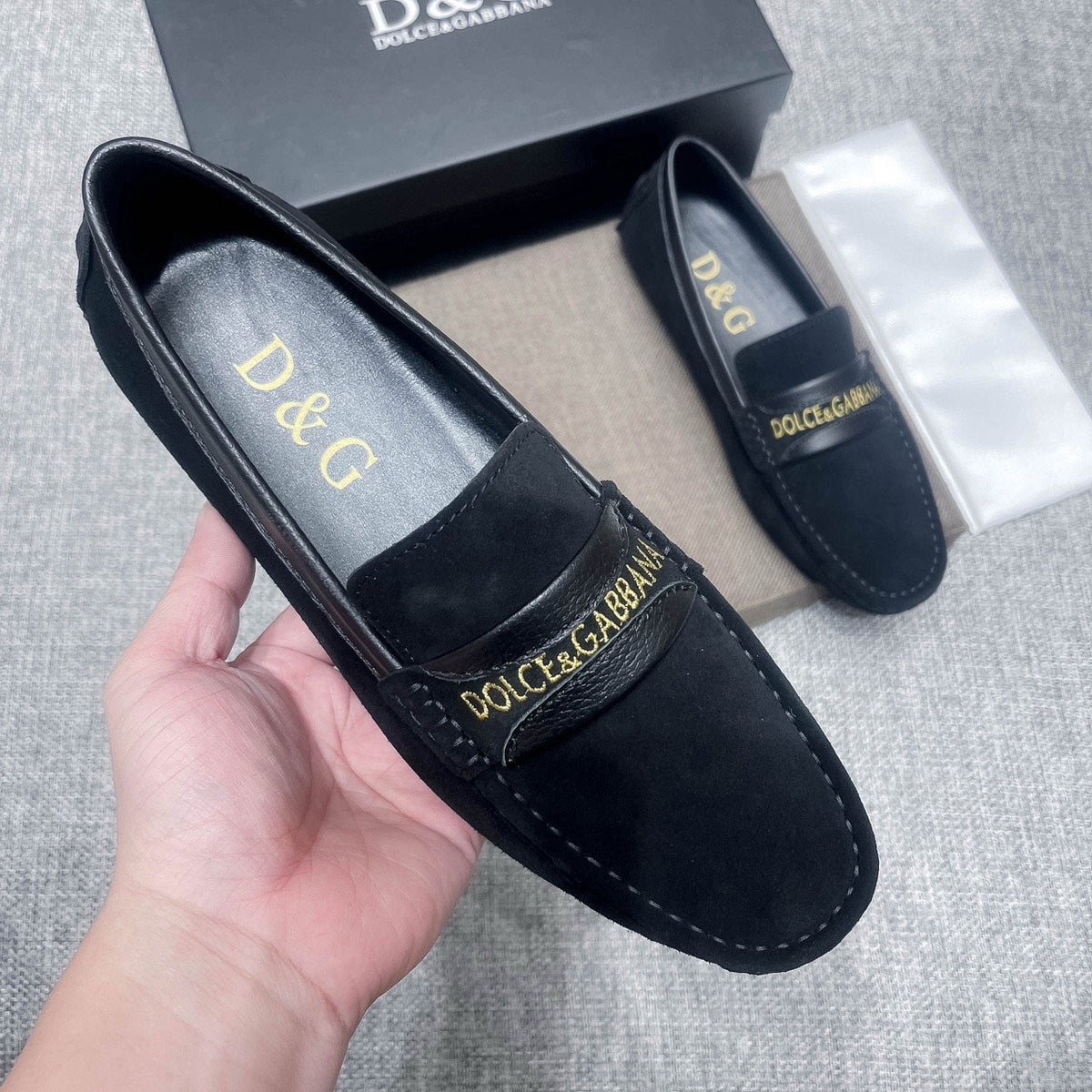 Dolce & Gabbana Gold-Detail Loafers — model