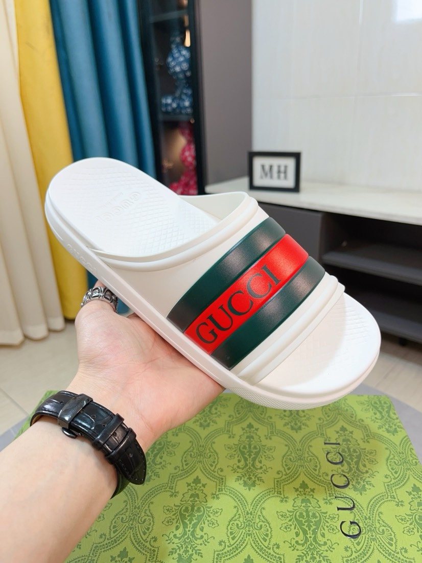 Gucci Striped Slide Sandals — front