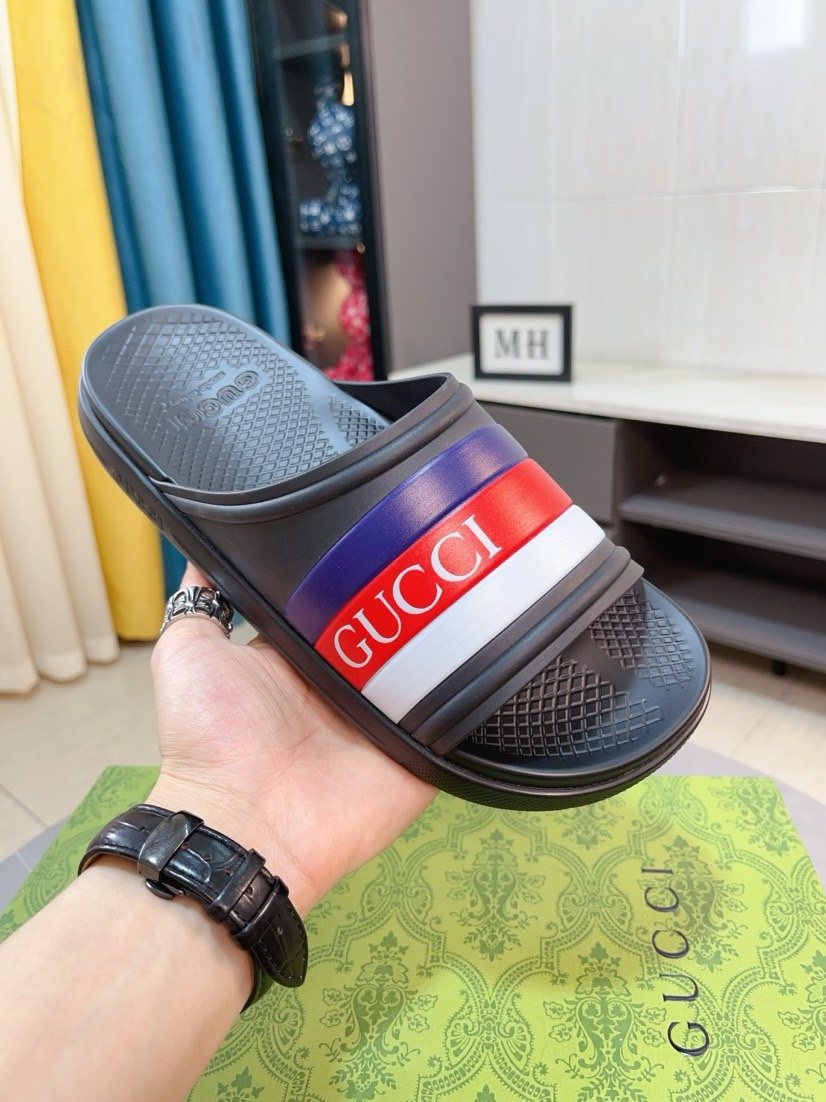 Gucci Striped Slide Sandals — front