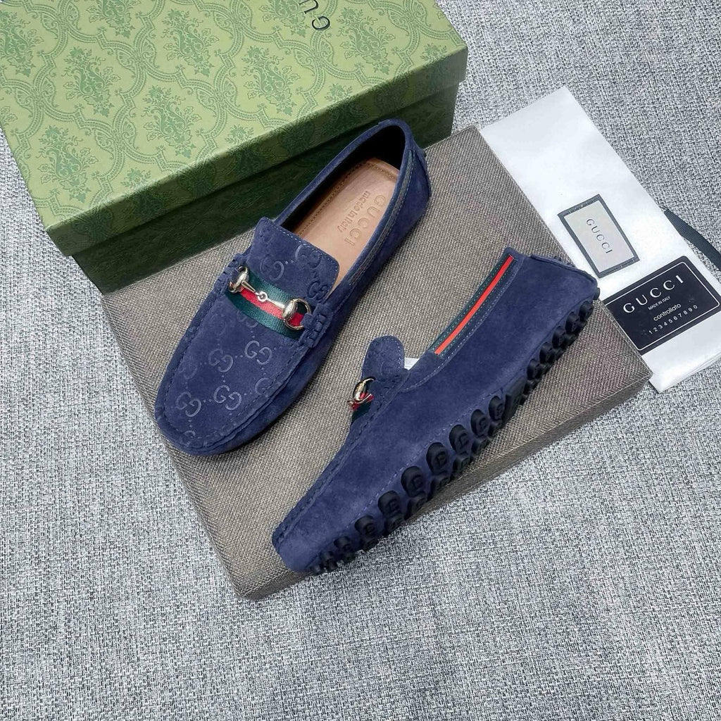 Gucci GG-Pattern Horsebit-Style Loafers — side
