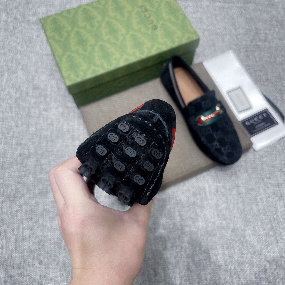 Gucci GG-Pattern Horsebit-Style Loafers — detail