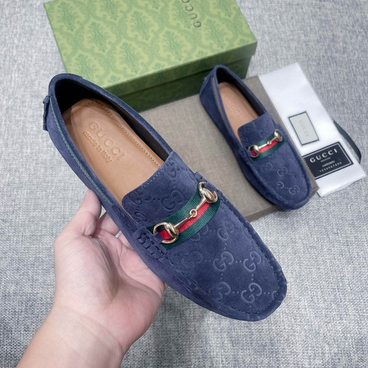 Gucci GG-Pattern Horsebit-Style Loafers — model