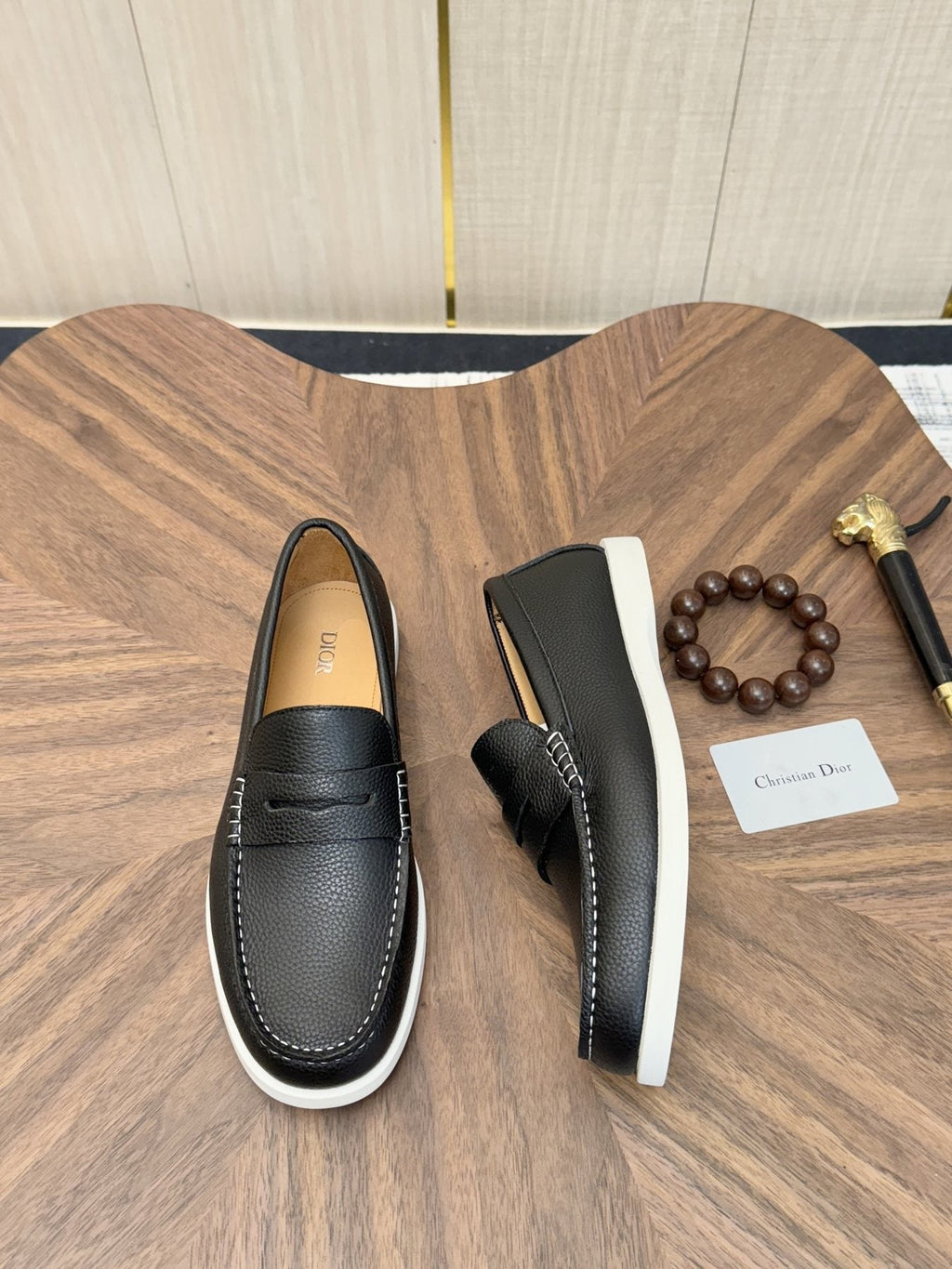 Dior Men's Contrast-Sole Slip-On Loafers — side