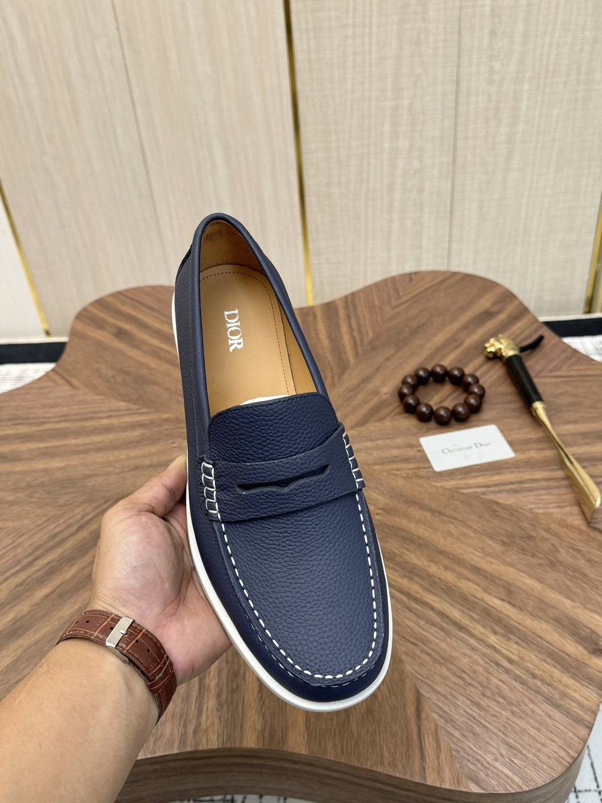 Dior Men's Contrast-Sole Slip-On Loafers — model