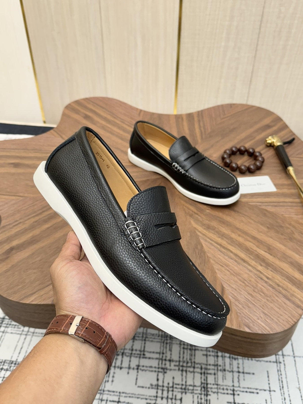 Dior Men's Contrast-Sole Slip-On Loafers — model