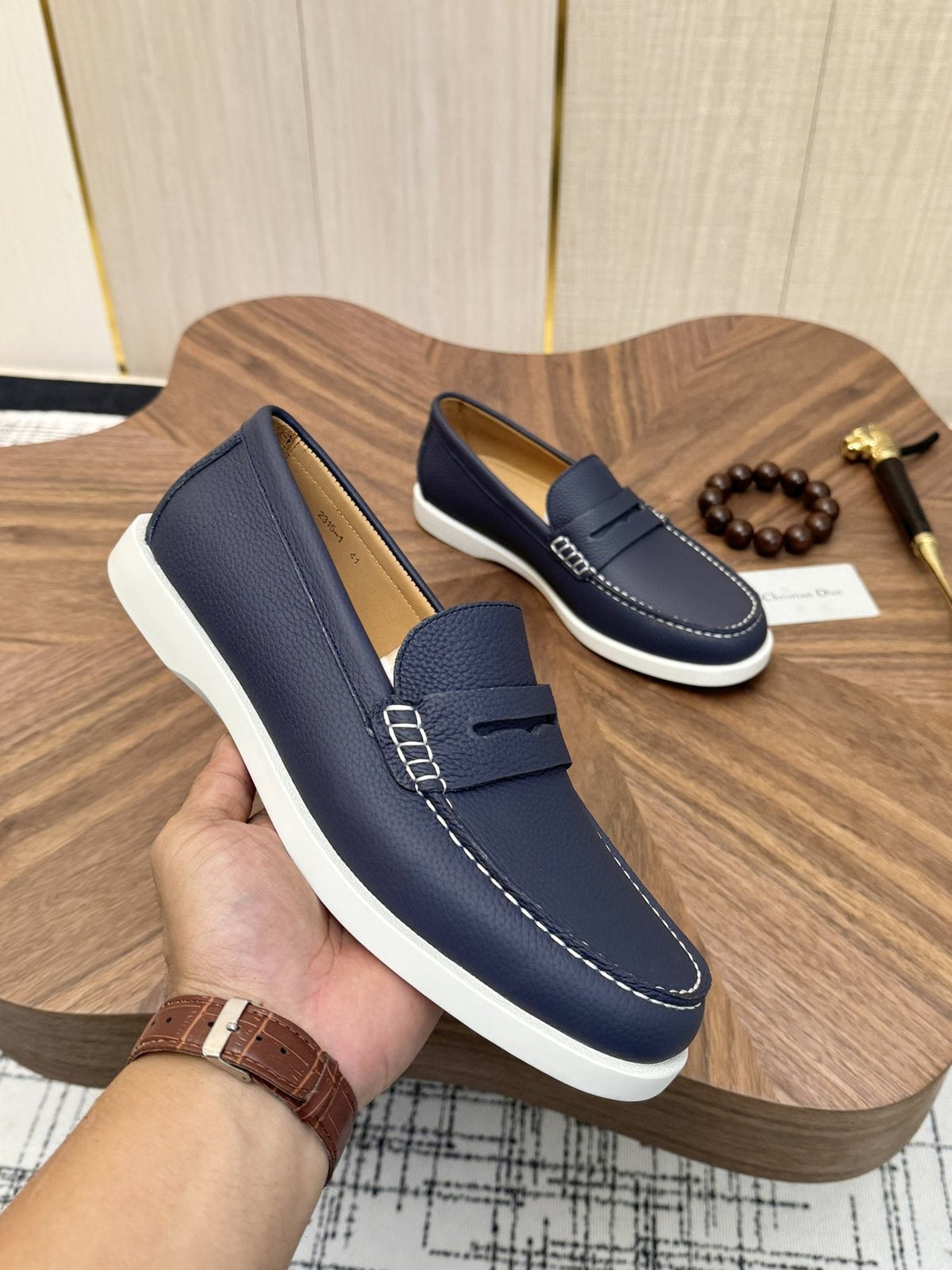Dior Men's Contrast-Sole Slip-On Loafers — model