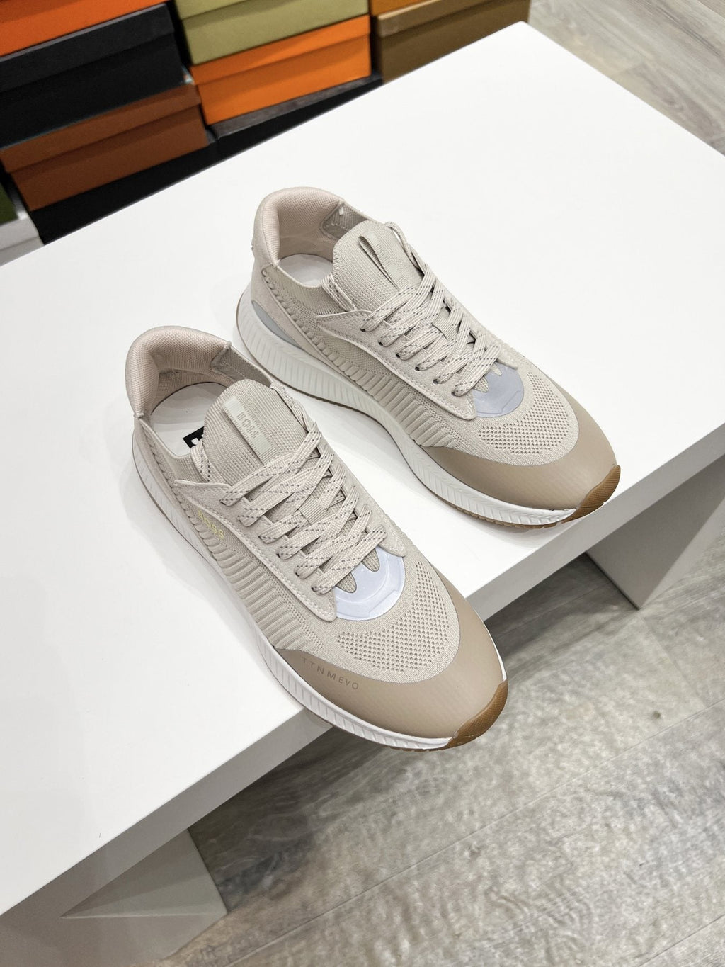 BOSS Knit Ribbed-Sole Sneakers — side