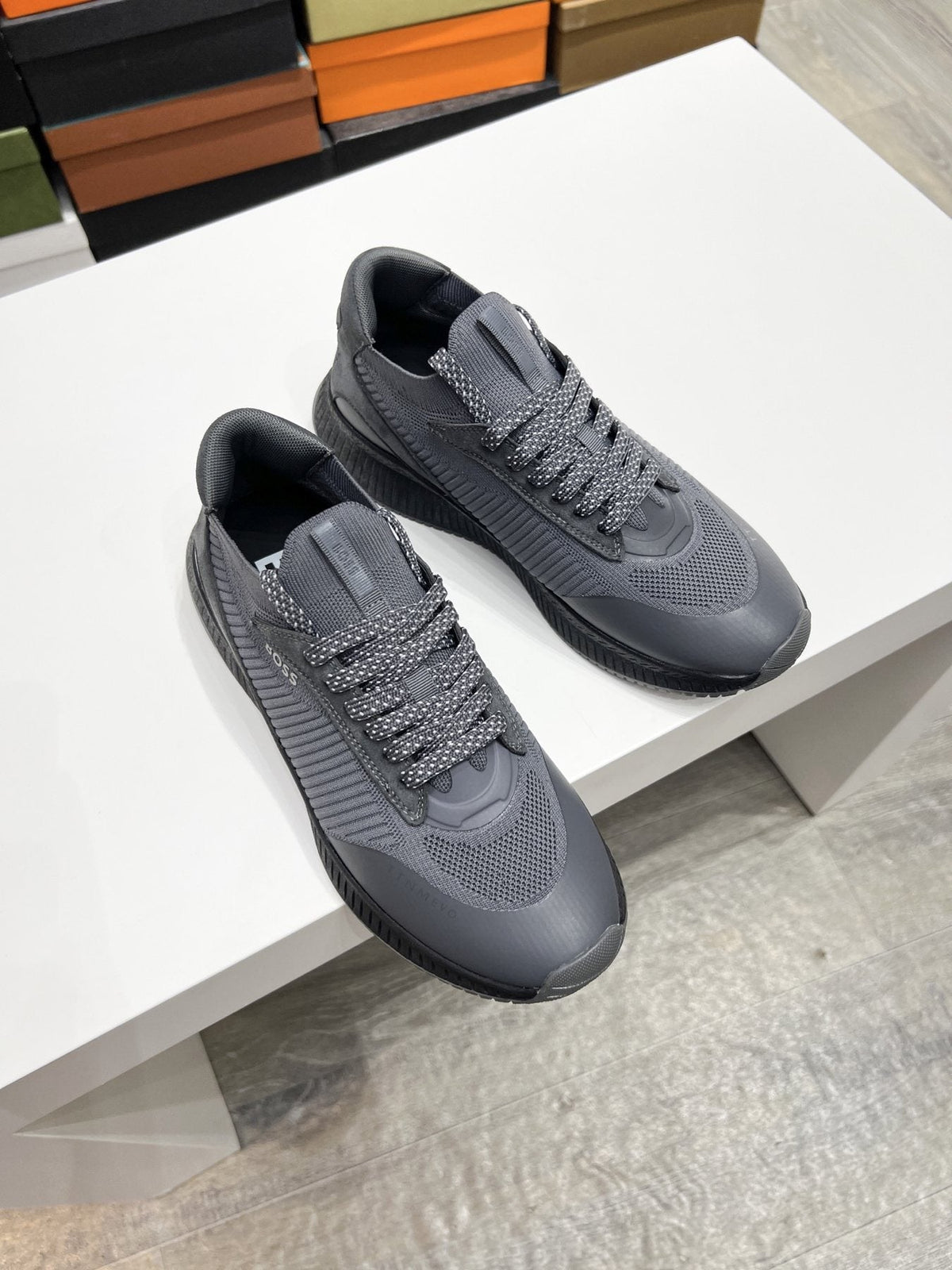 BOSS Knit Ribbed-Sole Sneakers — detail