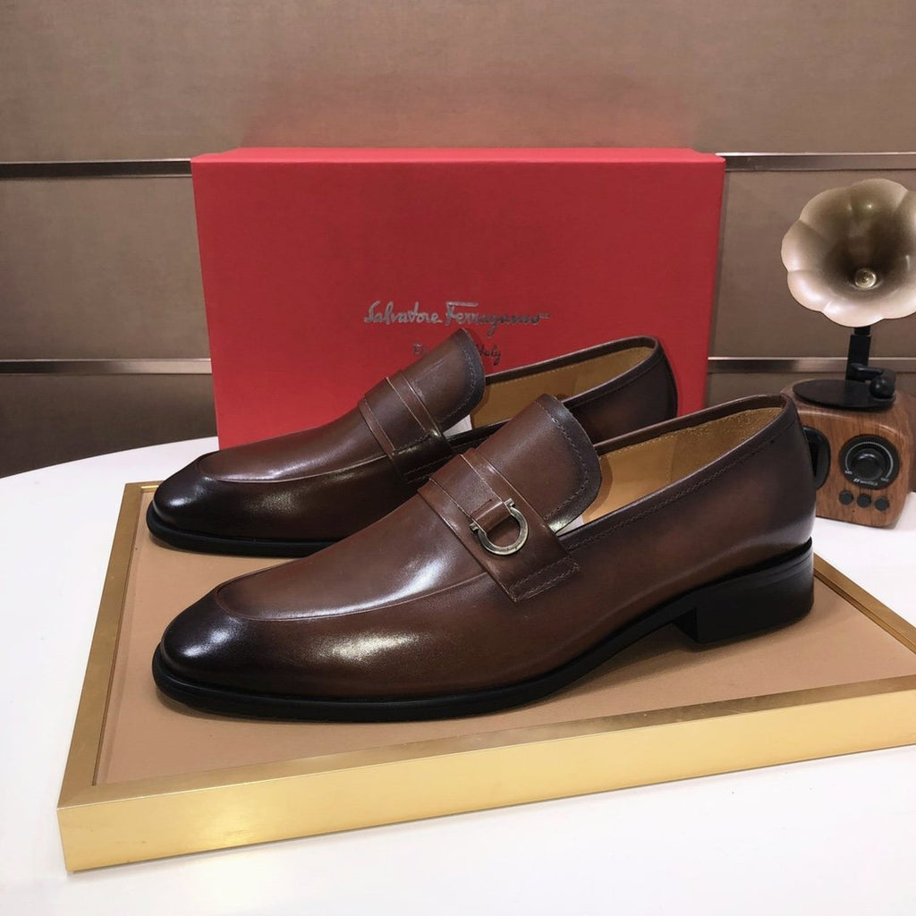 Ferragamo Buckle Slip-On Loafers — front