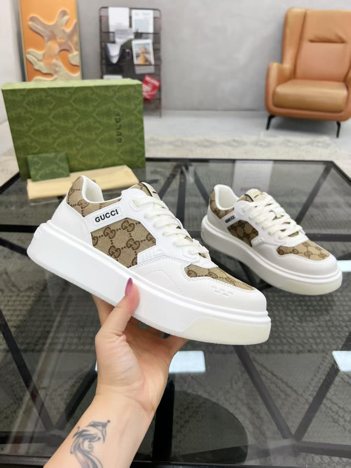 Gucci Monogram Low-Top Sneakers — side