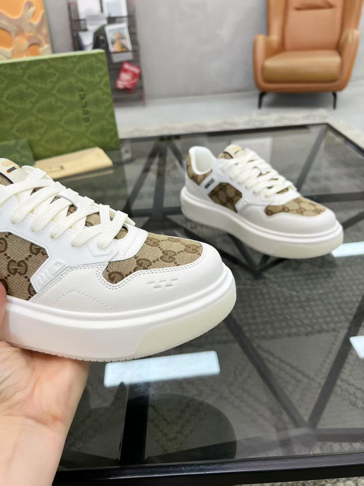 Gucci Monogram Low-Top Sneakers — front