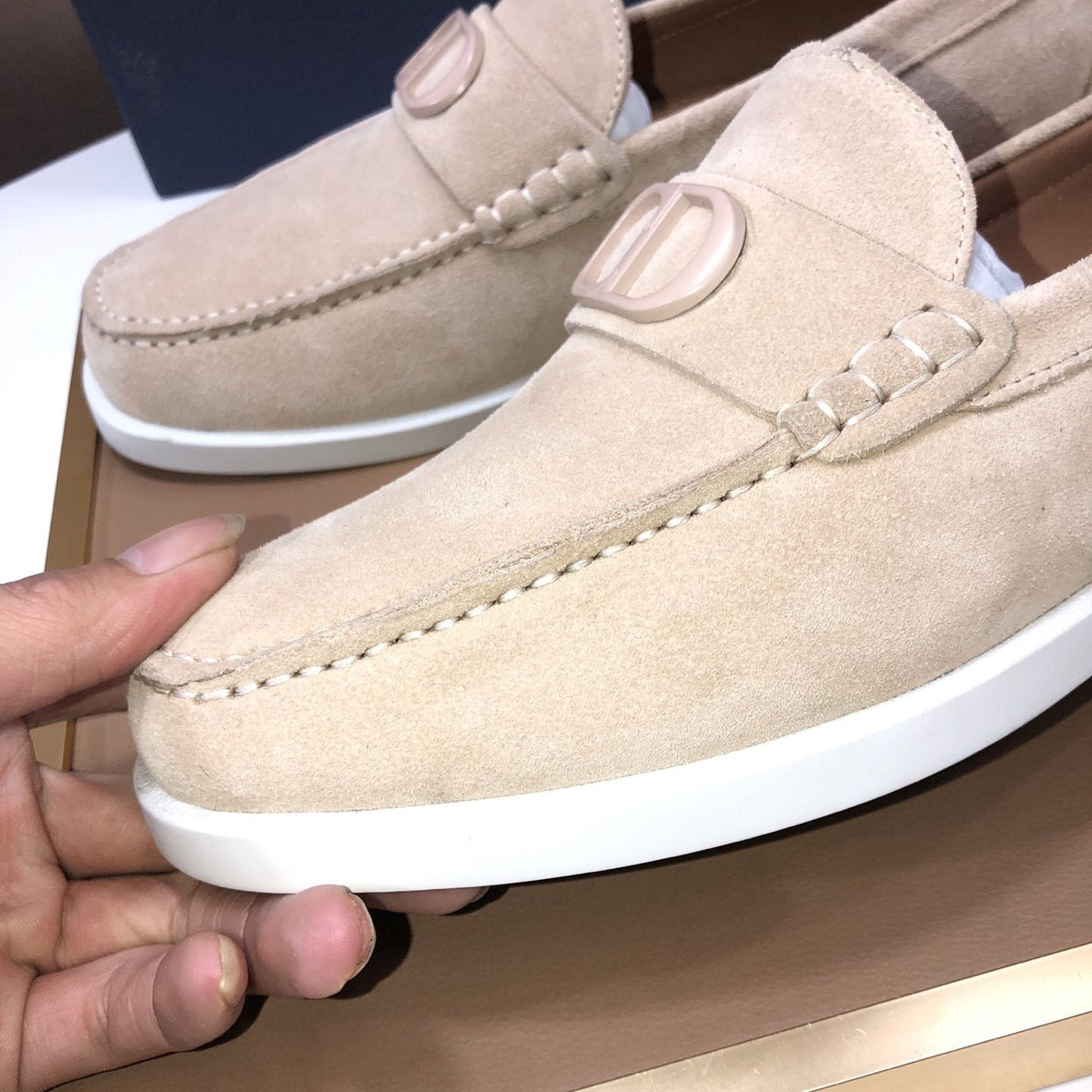 Dior Metal Hardware Slip-On Loafers — detail