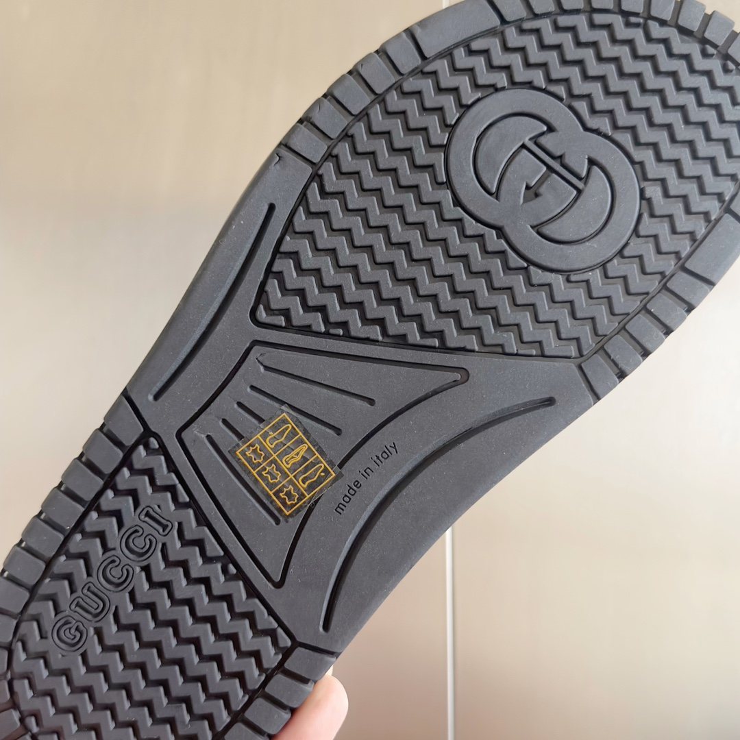 Gucci Gray Monogram Slide Sandals — detail