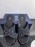 Dior Beige Pattern Crossover Slide Sandals — front