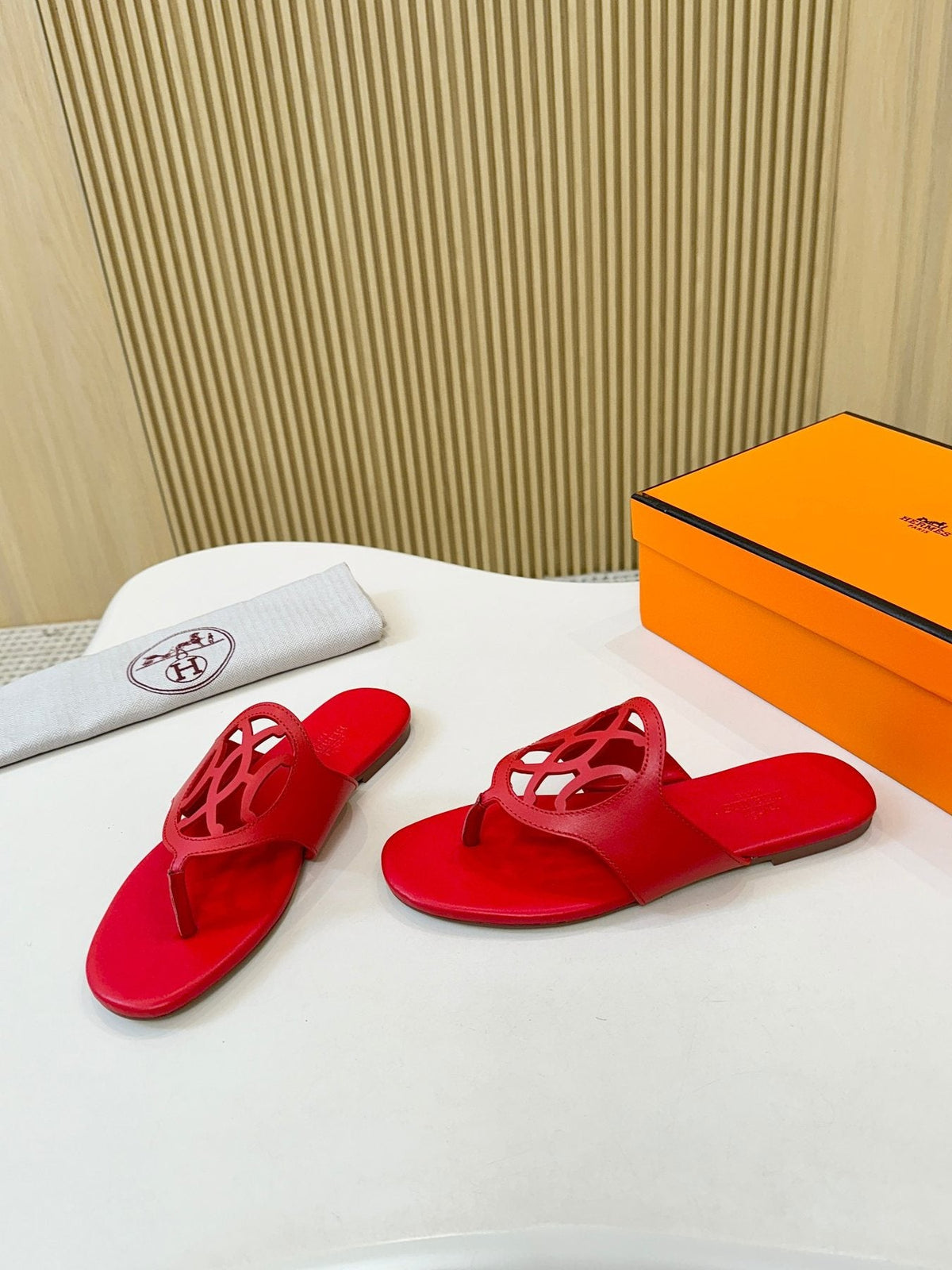 Hermès Cutout Strap Thong Sandals — front