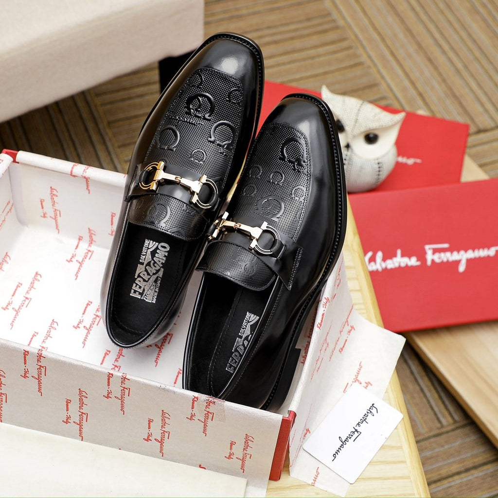 Ferragamo Black Bit Loafers — side