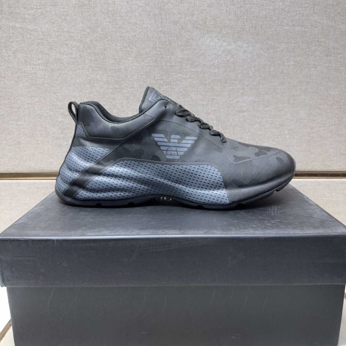 Emporio Armani Textured Panel Sneakers — front