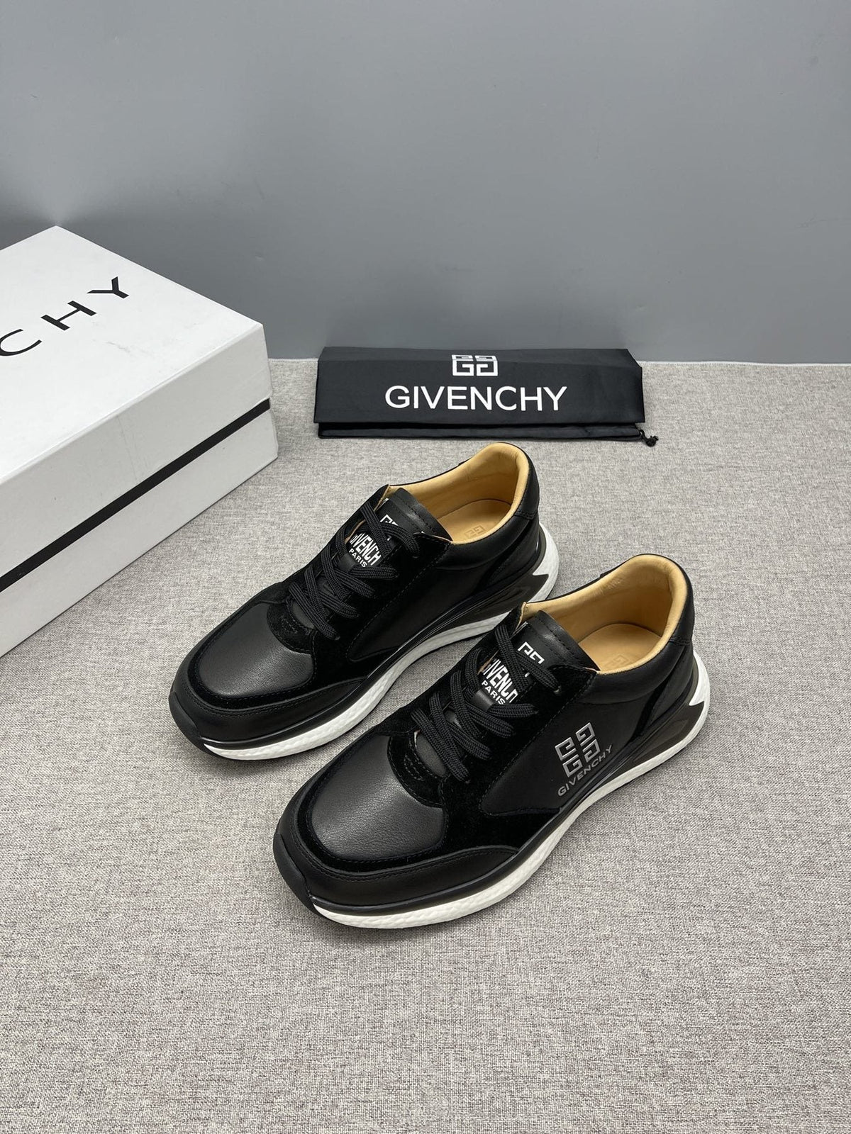 Givenchy Black and White Low-Top Sneakers — front